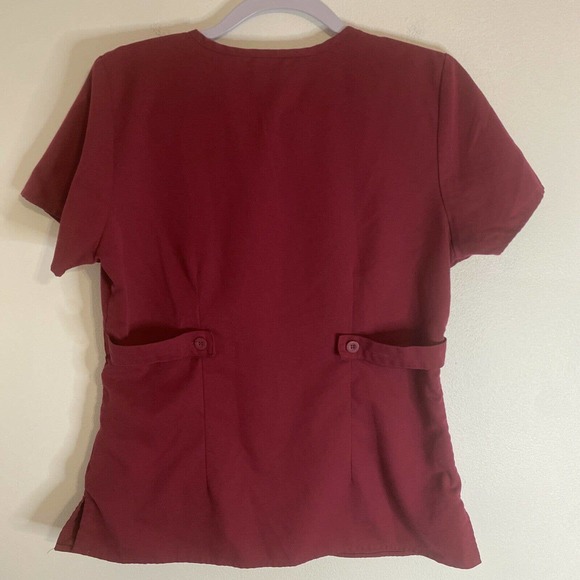 Greys Anatomy Scrub Top Medical Uniform Burgundy Mock Neck Medium - Picture 12 of 12